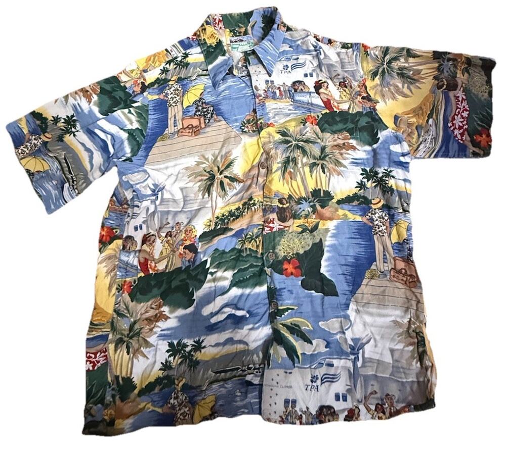 Vintage REYN SPOONER Men’s Shirt Hawaiian Aloha Shirt Buttoned Front Size Large